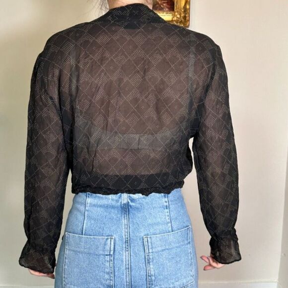 Vintage The Limited Silk 100% Silk Longsleeve Sheer Top Size L - Picture 2 of 3